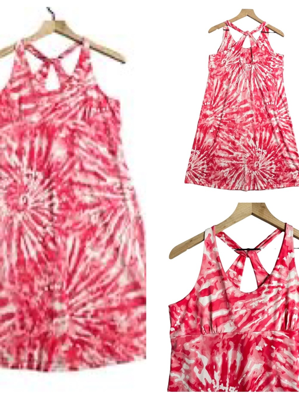 Silver Bait Racerback Dress  Pink Tie Dyed Stretch LRG NWT